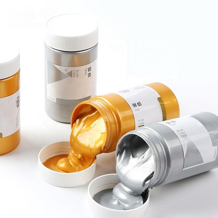 Cheap bulk gold silver artist art 300ml acrylic colour paint set for kids