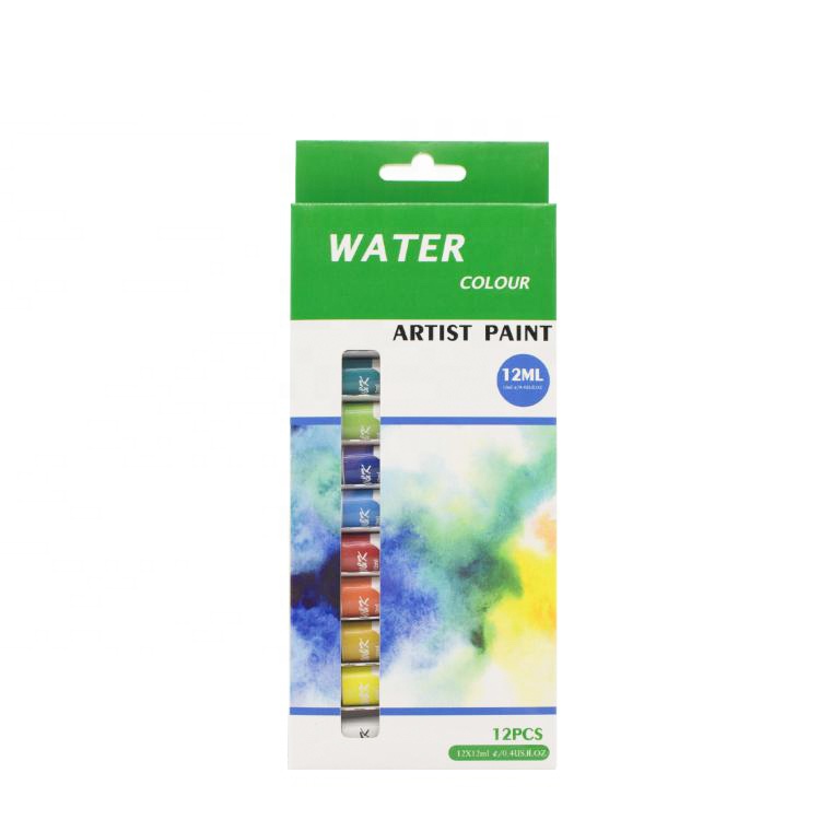 Portable vivid 12 colors 12ml artist drawing watercolor paint set