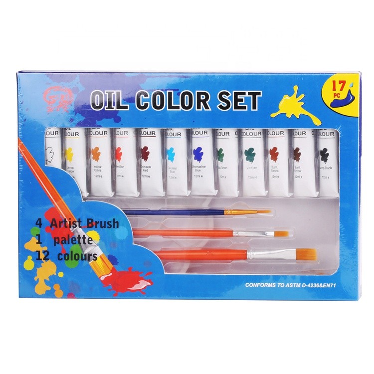 12ml oil colors paint set with artist brush for kids