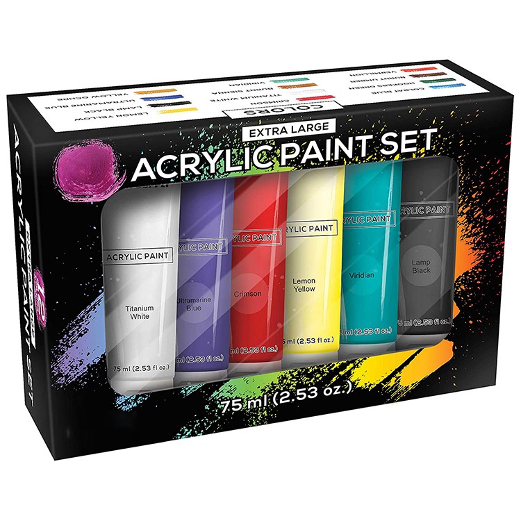 75ml Acrylic 12 - Color Paint Extra Large Tube art kids Acrylic Paint Set