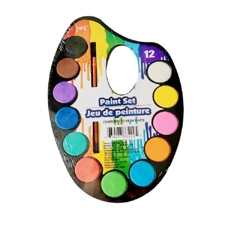 12-Color Safe Non Toxic Kids Watercolor Paint Palette
