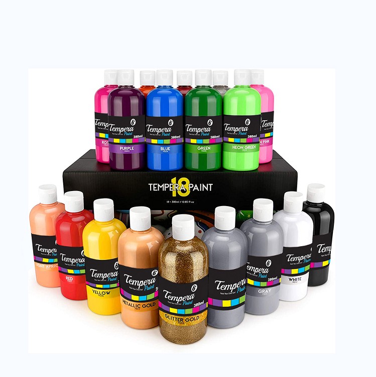 18 colors large volume 380ml washable tempera paint for kids finger painting