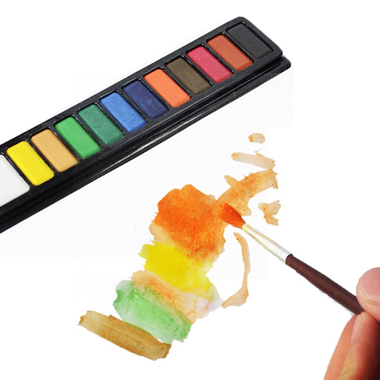 12 Colors Watercolor Paint Set Bonus Paint Brush In Travel Metal Tin Box