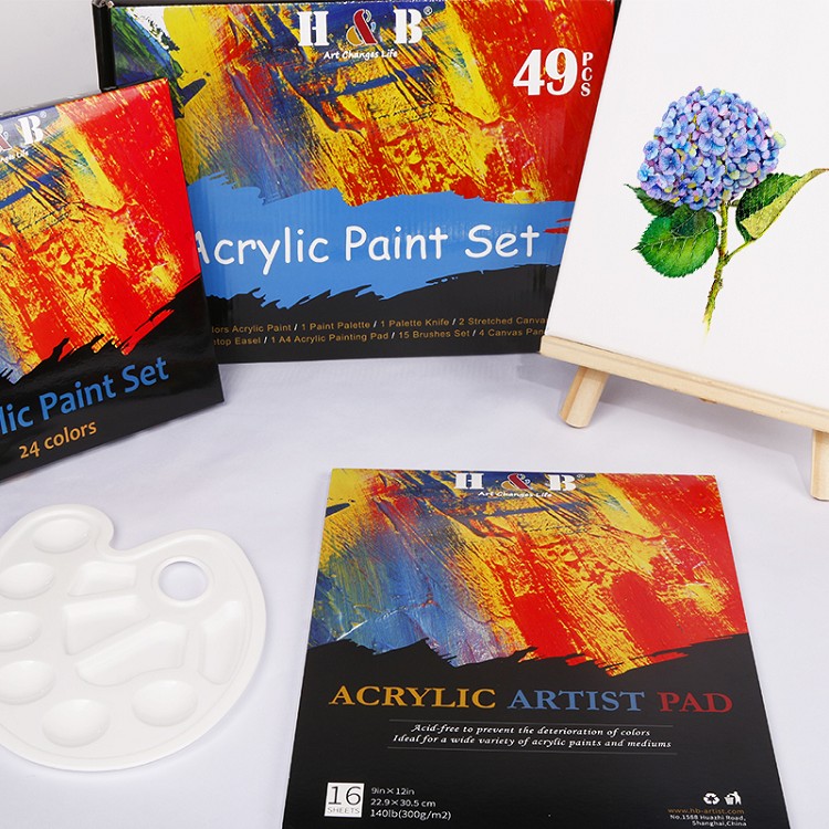 49 Pcs Acrylic Colour Paint Set Art Painting Set With Canvas Board ,Paintbrush,Palette For Artist and Kids
