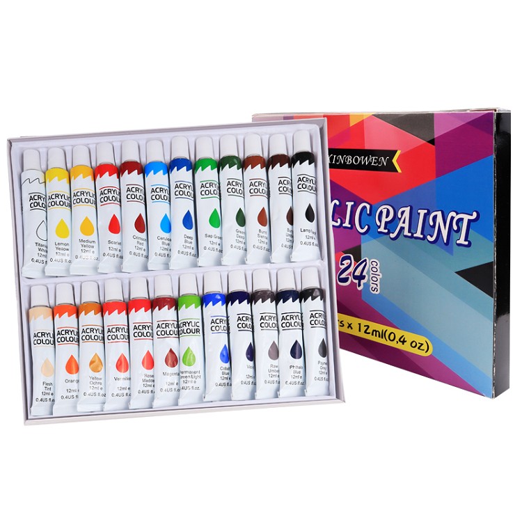 12ml New High Quality Aluminium Tube 24 Color Acrylic Paint For Artist Painting