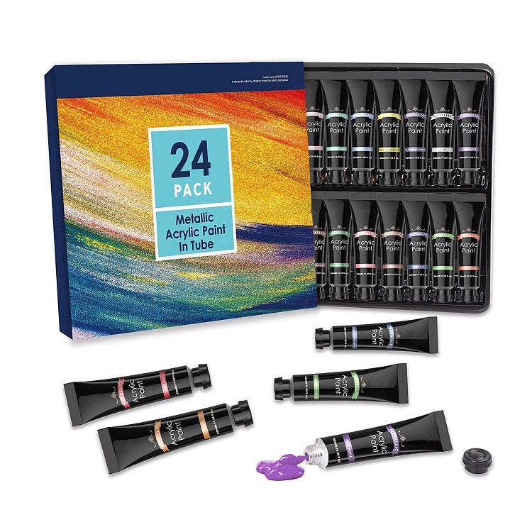artist acrylic paint set 22ml 24colors acrylic paint metallic paint set for adults and students
