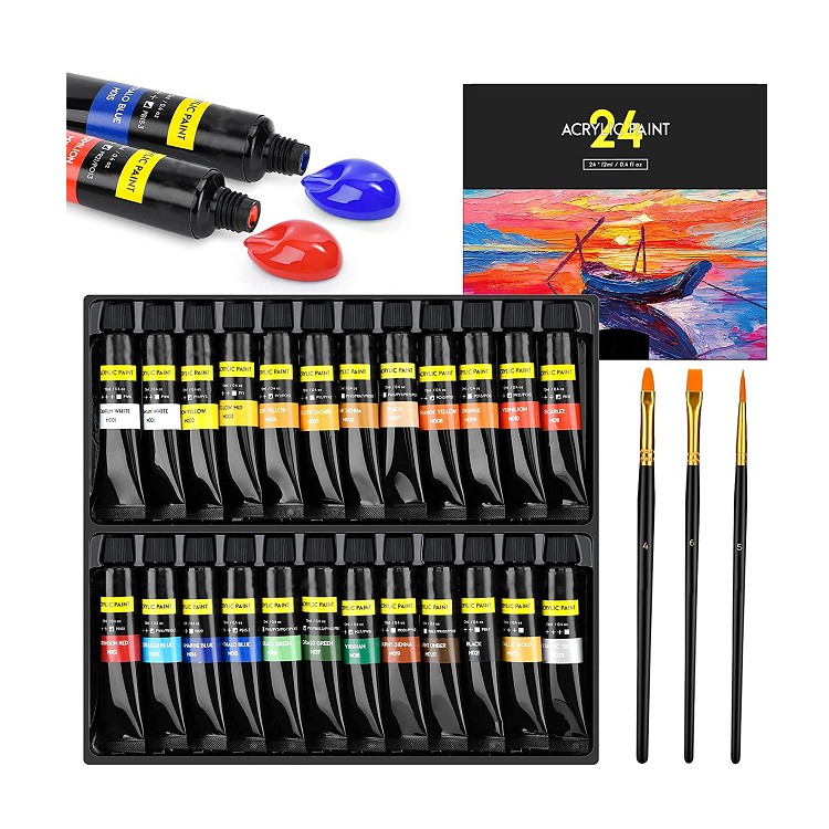 professional acrylic paint vibrant colors 24 12ml acrylic paint set for Kids/ Adults