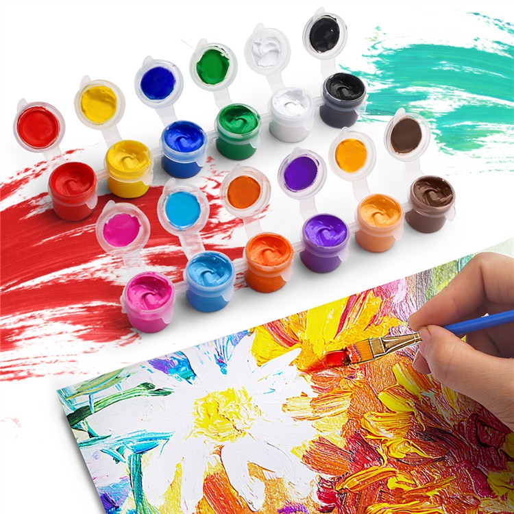 2pcs brush Set 12 strips acrylic paint pot kit for school kids art supplies DIY craft painting