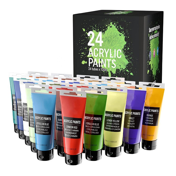 120ml 24colors bulk acrylic paints set for adults and sutdents