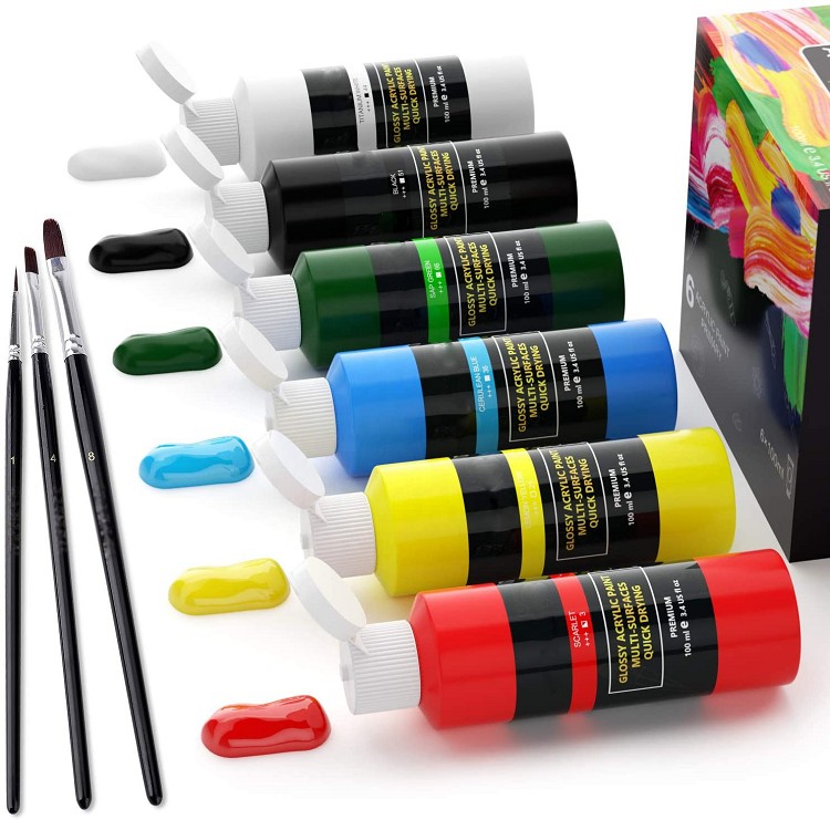 acrylic paint on leather,canvas 6 non-toxic acrylic paint color for art 100ml acrylic paint set