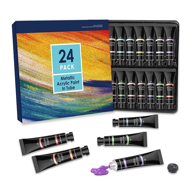 24 colours for painting 22ml acrylic paint kit high quality and non-toxic acrylic craft paint