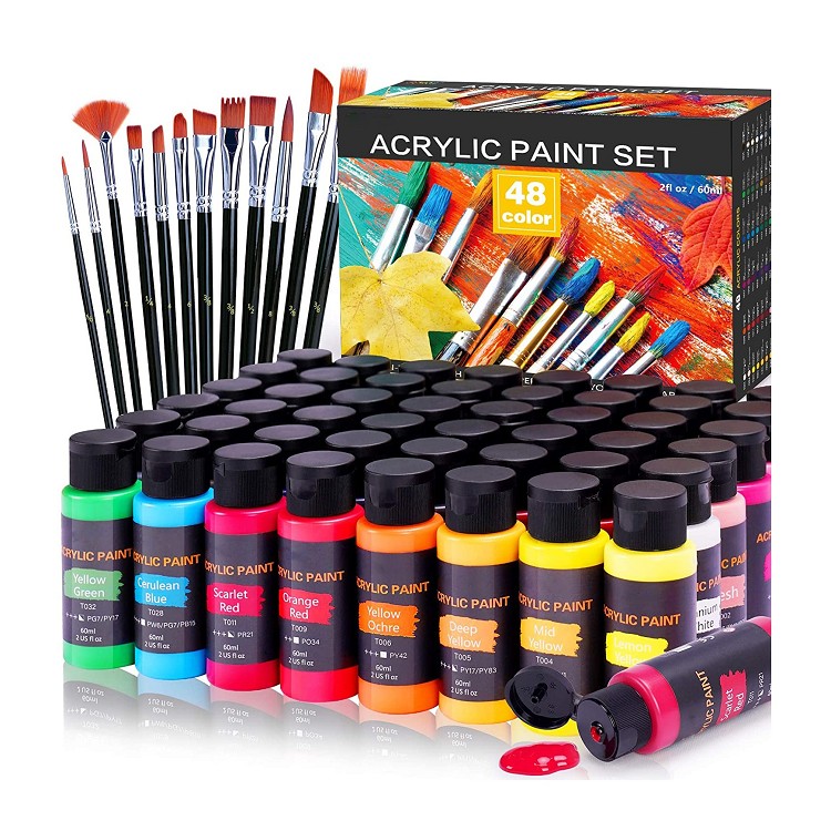 acrylic paint 48 with 12 art brushes artist acrylic paint professional 60ml acrylic paints in bottles