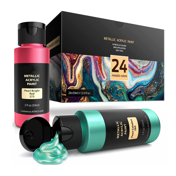 24 vivid metallic acrylic paint set colors professional paints acrylic for artist and student