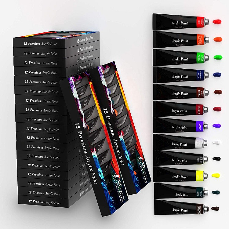 Professional 12ml 12 colors acrylic color paint set
