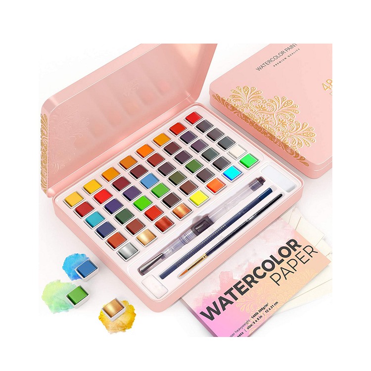 hot selling 48colors solid watercolor paint art drawing painting set for gift