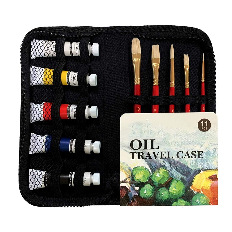 high quality 11pcs 12ml artist oil paint or drawing painting set with brushes