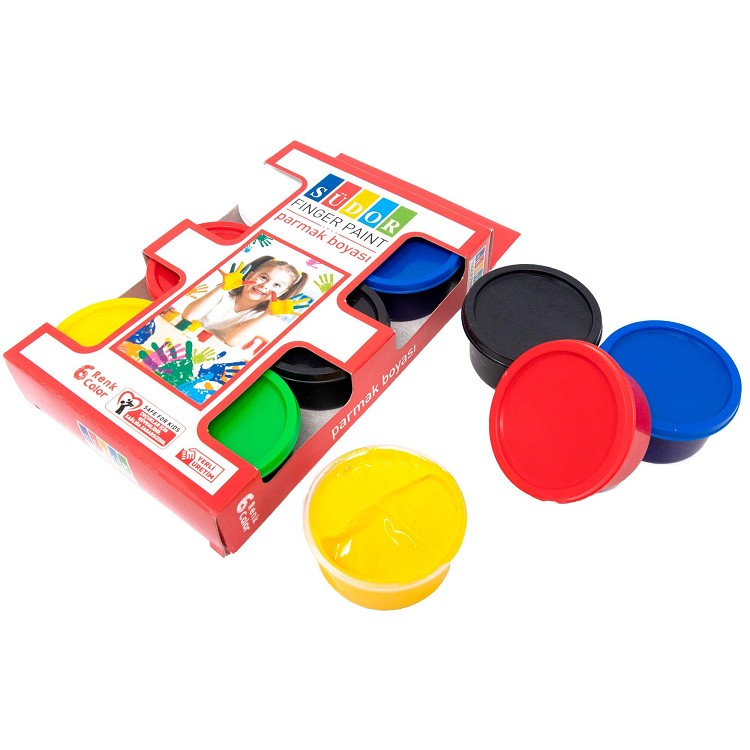 School Painting Supplies DIY Crafts 6 Bright Colors Washable Non Toxic Finger Paint Kids