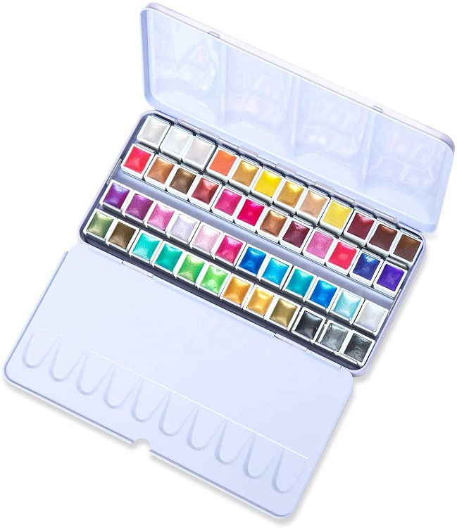 4Hot sale 48 nail art pigment watercolour neon metallic watercolor set watercolor metallic