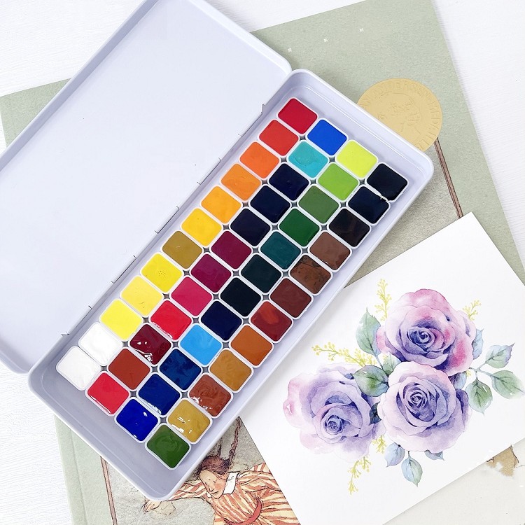 48 aquarelle painting watercolor paints set half pan semi-dry water colors water colour watercolour