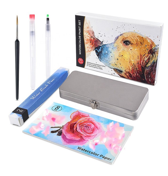 Directly Factory New 90 colors Solid water color metallic watercolor paint set