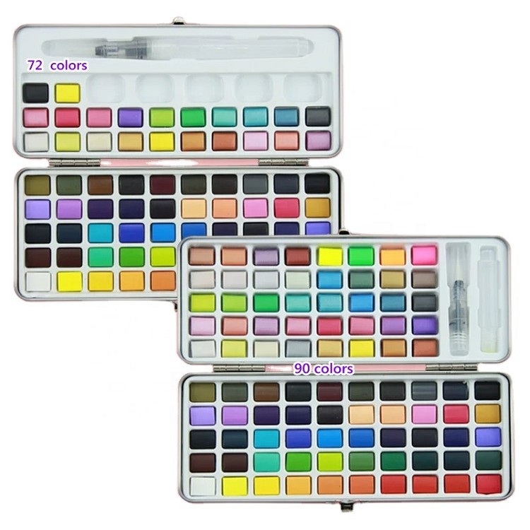 Directly Factory 90 colors Solid metallic neno watercolor water color watercolor paints