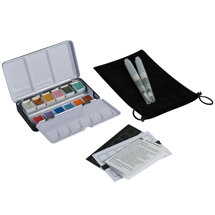 12 colors non toxic glitter paint metallic water colour watercolour metallic with pen