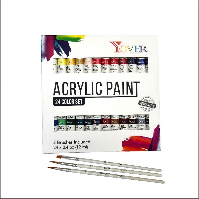 Non-toxic Artist Quality 24pcs 12ml Acrylic Paint Set For Artist