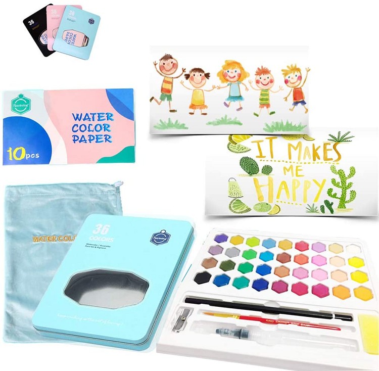 36colors Soild Watercolor Paint Set Iron Box Painting For Students Artist Drawing Art Portable Water Color