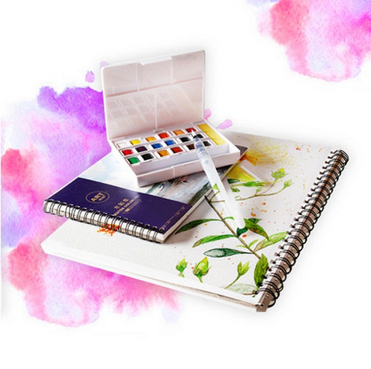 Superior Solid Watercolor Paint Set 30 Colors Travel Pigment Paints with Paintbrush for Students Art Supplies
