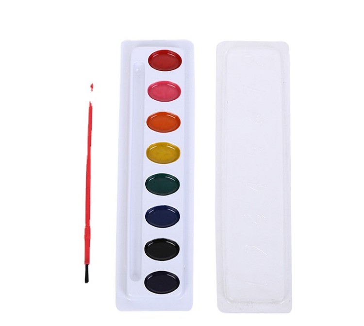 8 Vibrant Colors Washable Paint Semi-moist Watercolor Set For Kids and students