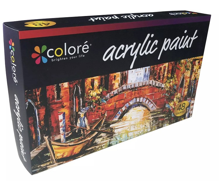 48 Colors Fine Acrylic Paint Set Gouache Pigment Box Sketch Painting Art Paint Set