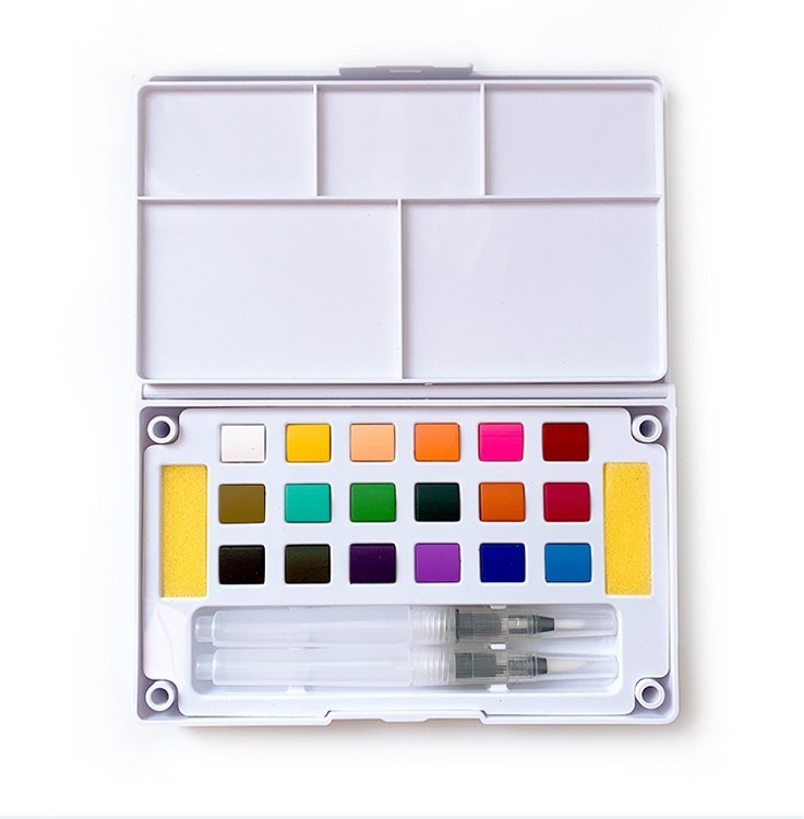 18/24/36 Colors Safe Solid Educational School Art Early Leaning Watercolor Aquarelle Color Paint Set With Water brush