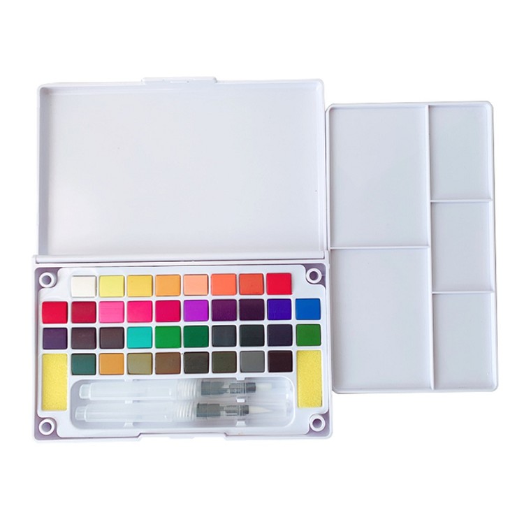 plastic pp box solid water color paint children student with brush watercolour paint set oem