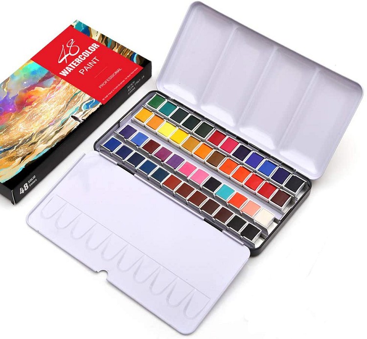 wholesale Art Supplies metal tin box Solid Watercolor Paints Set For Artist School