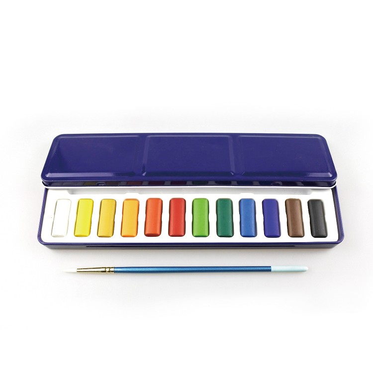 Non toxic 12 colors art supplies brush aquarell water color paint