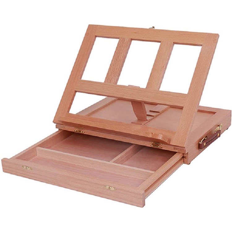 Artists Natural Adjustable wood desk table easel box for painting