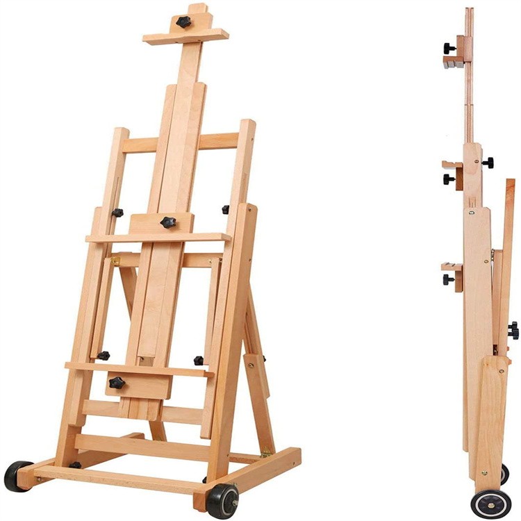 Wholesale Adjustable Beech Wood Movable Tilt 77 Inch Multifunctional Studio H Shaped Easel