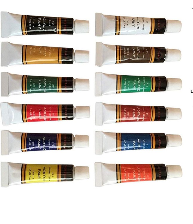 Amazon hot selling 12 pcs and 24 pcs pack acrylic color paint with brushes