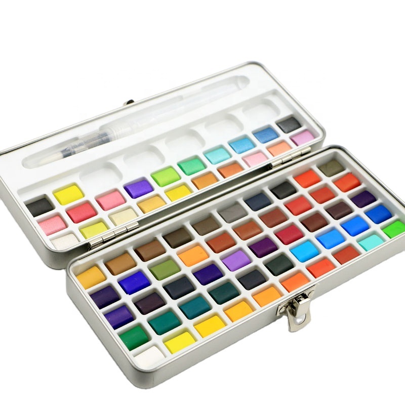 Professional 50 Colors Solid Watercolor Paint Set With Paint Brush