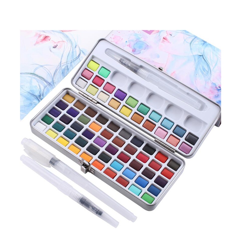 Hot Sale 72 Colors Soild Watercolor Paints Set With Paint Brush For Artist Drawing