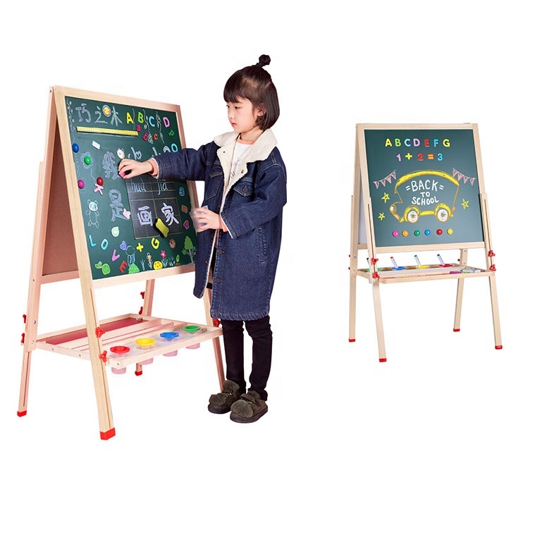 Pine Wood Display Kids Wooden Easel Board For Painting
