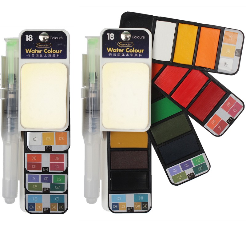 Creative Fan-shaped Watercolor Paint Set Solid Watercolor Sub-assembly Hand-painted Pigment