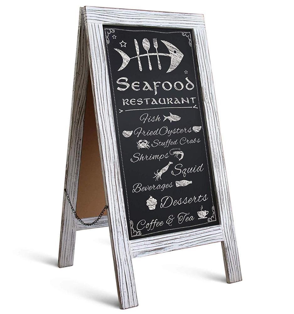 Restaurant Wedding Display Wood Stand Drawing Paint Foldable Chalkboard Easel