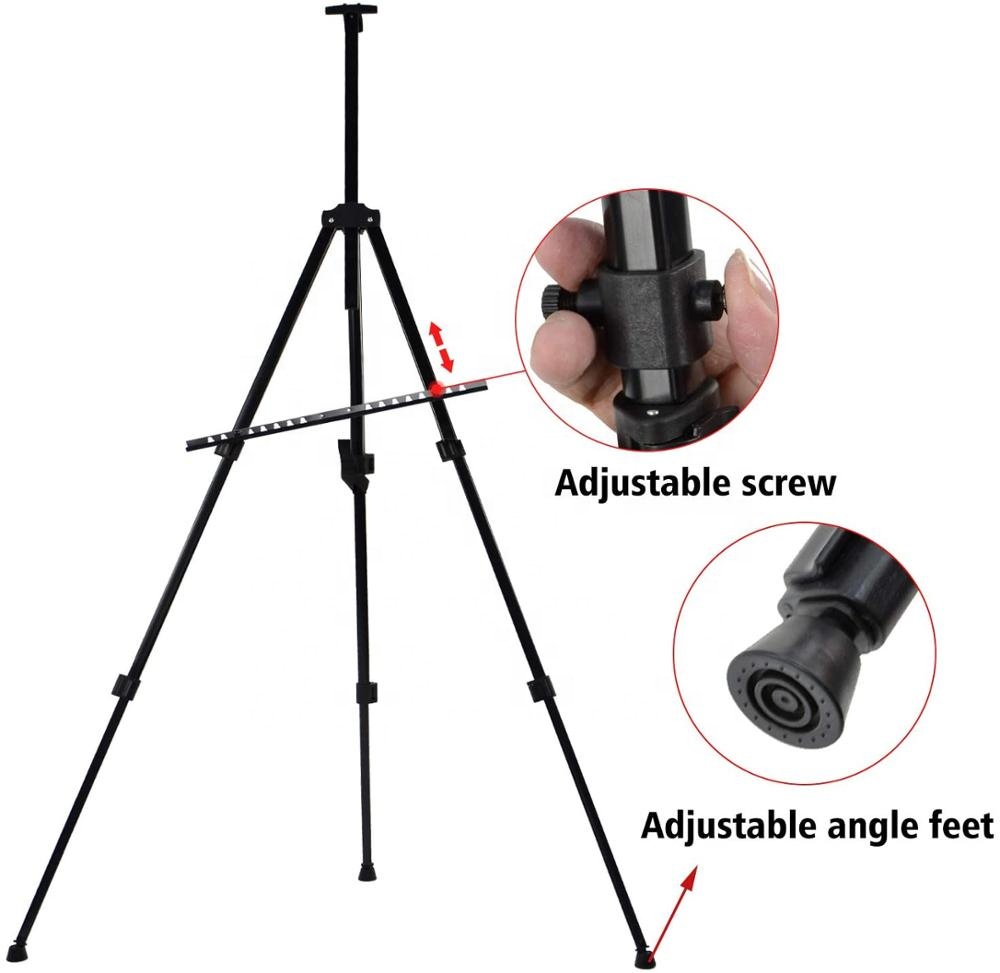Iron Folding Easel Light Weight and Carry Bag Black Great for Artists and Students Easel Drawing Stand