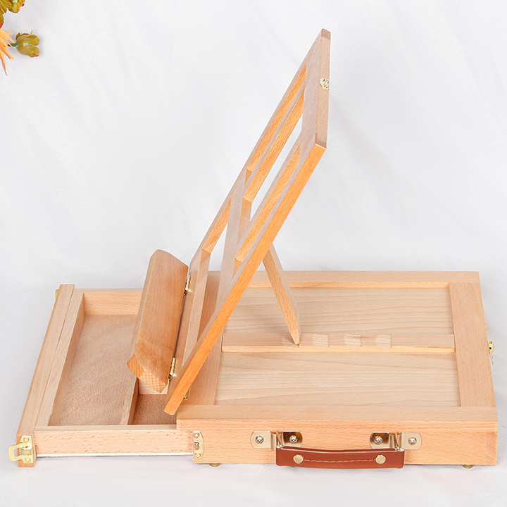 High quality beech wood desktop easel creative oil painting easel with storage box