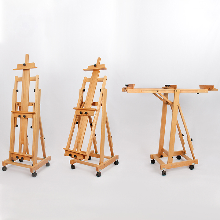 high quality beech painting display easel Removable art easel with wheels