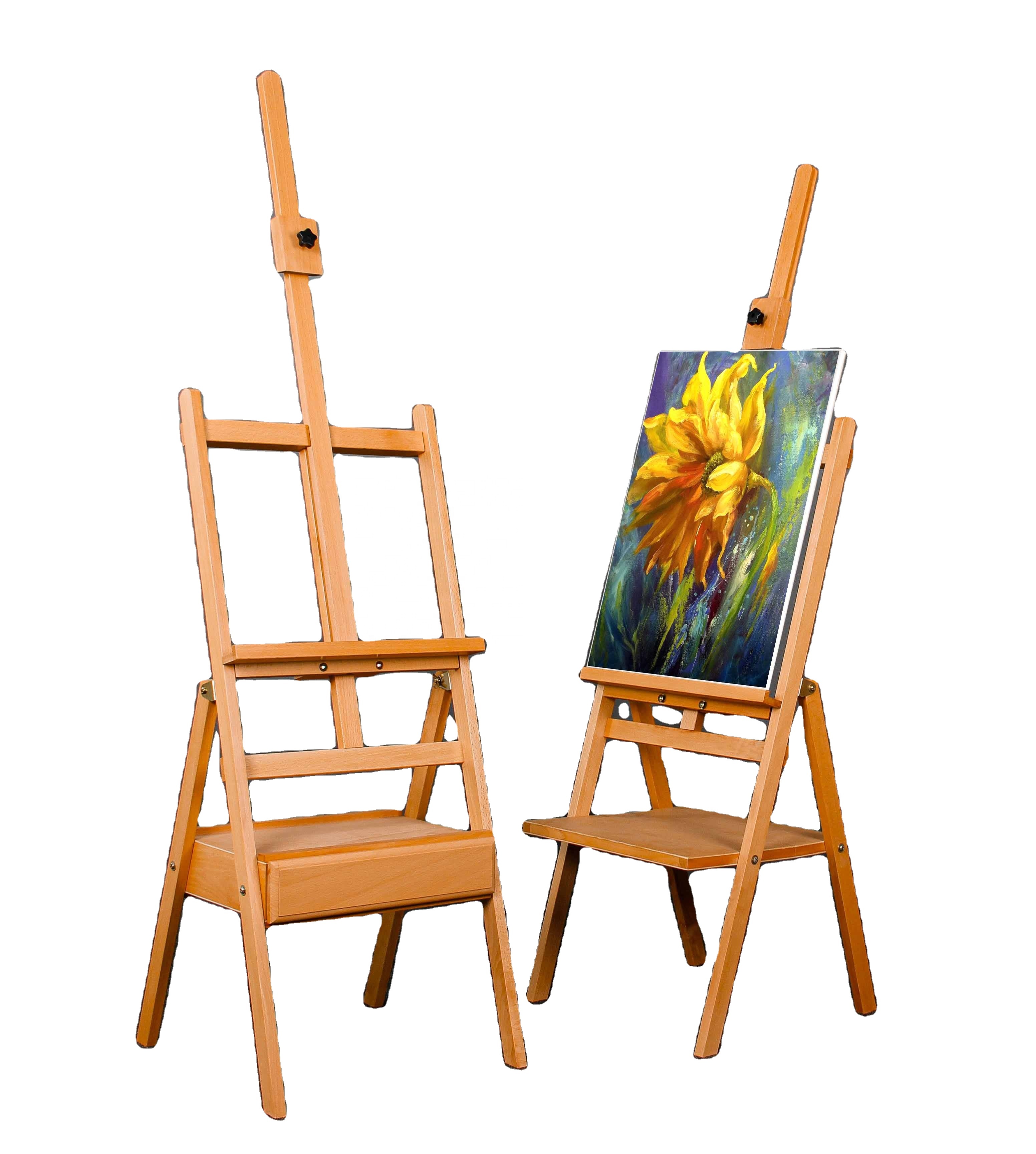 Factory selling custom beech folding easel/beech with drawer easel, free samples