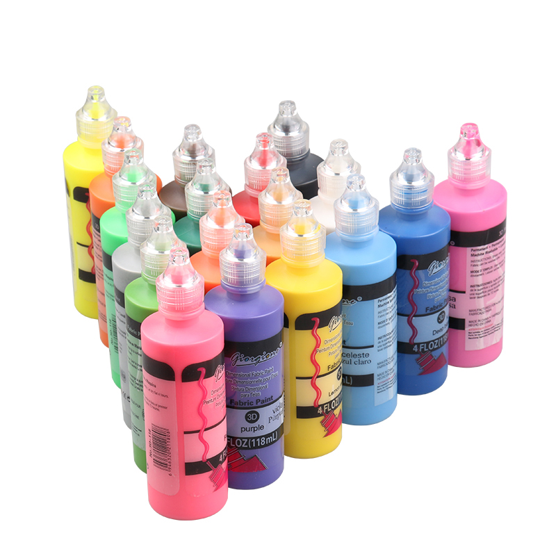 Factory direct sale for artist painting 18 colors 118ml plastic tube 3D fabric paint set