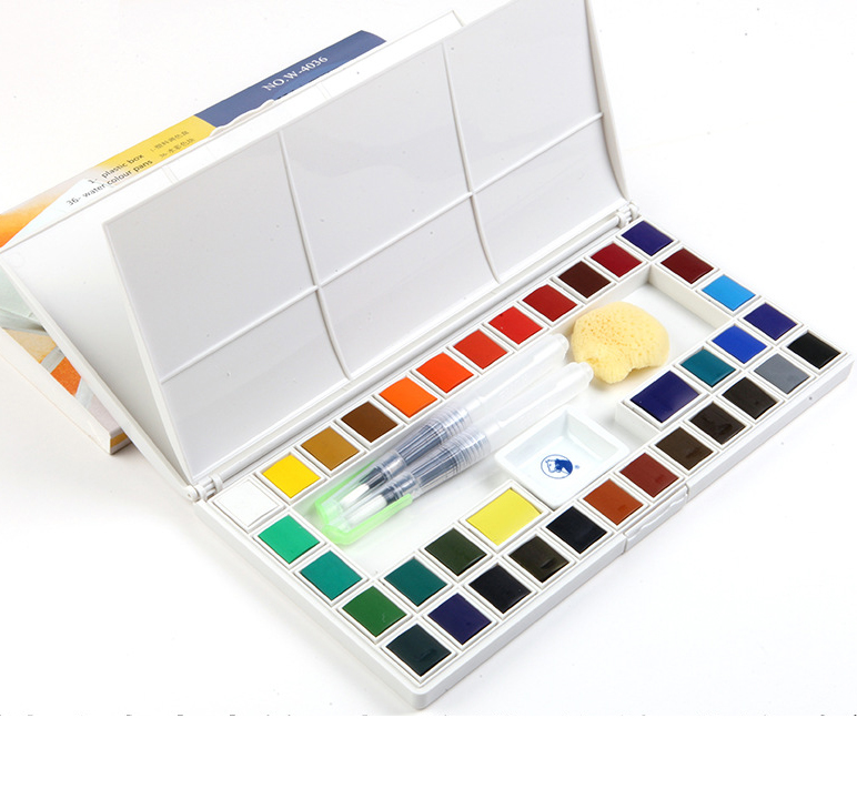 Premium Quality Bright Colors 18/24/36colors Watercolor Solid Paint with 1 Piece Water Brush Pen