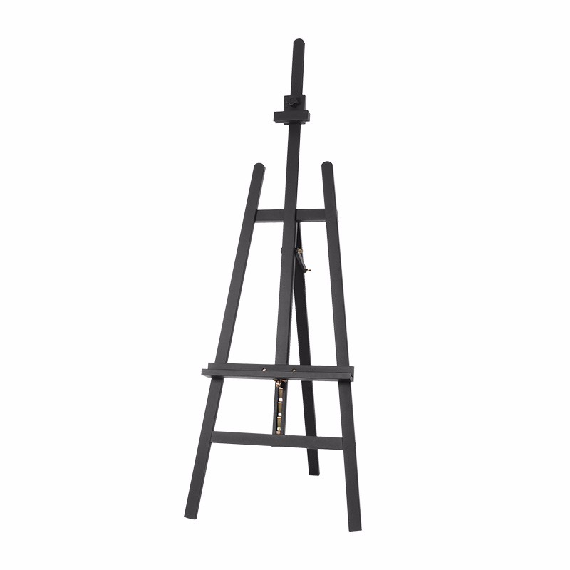 2022 Top selling Art supply black colour Pine Wood A-frame floor easel with rear support